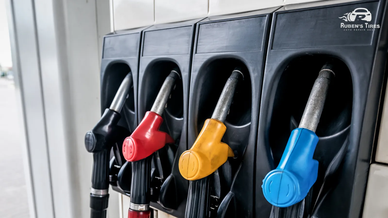 Gas station fuel pumps as a reminder of improved fuel efficiency after an oil change in North Semoran.